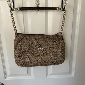 Eric Javits Gold  Raffia Tweed Shoulder Bag